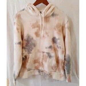 Hollister Mens XS Relaxed Fit Tie Dye Light Cream Color Hoodie